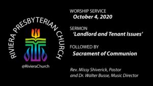 Sunday Worship Service for October 4, 2020 with Communion